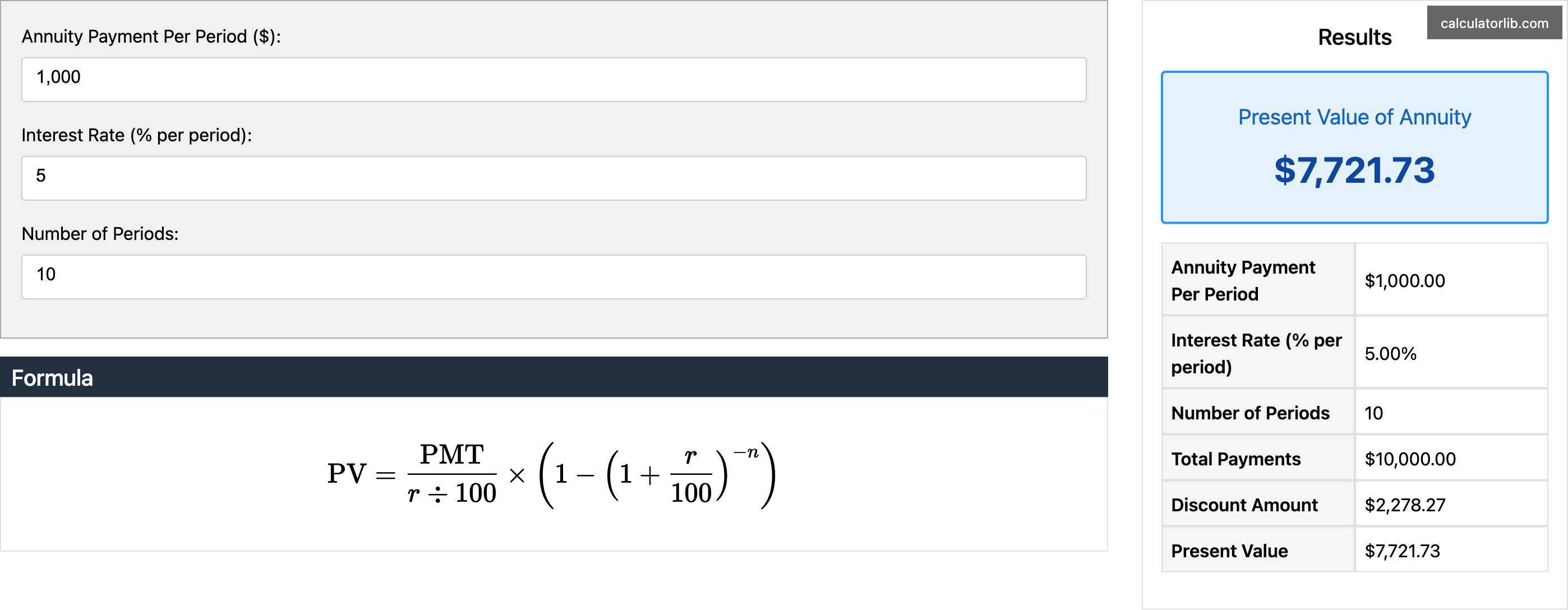Present Value of Annuity Calculator - CalculatorLib